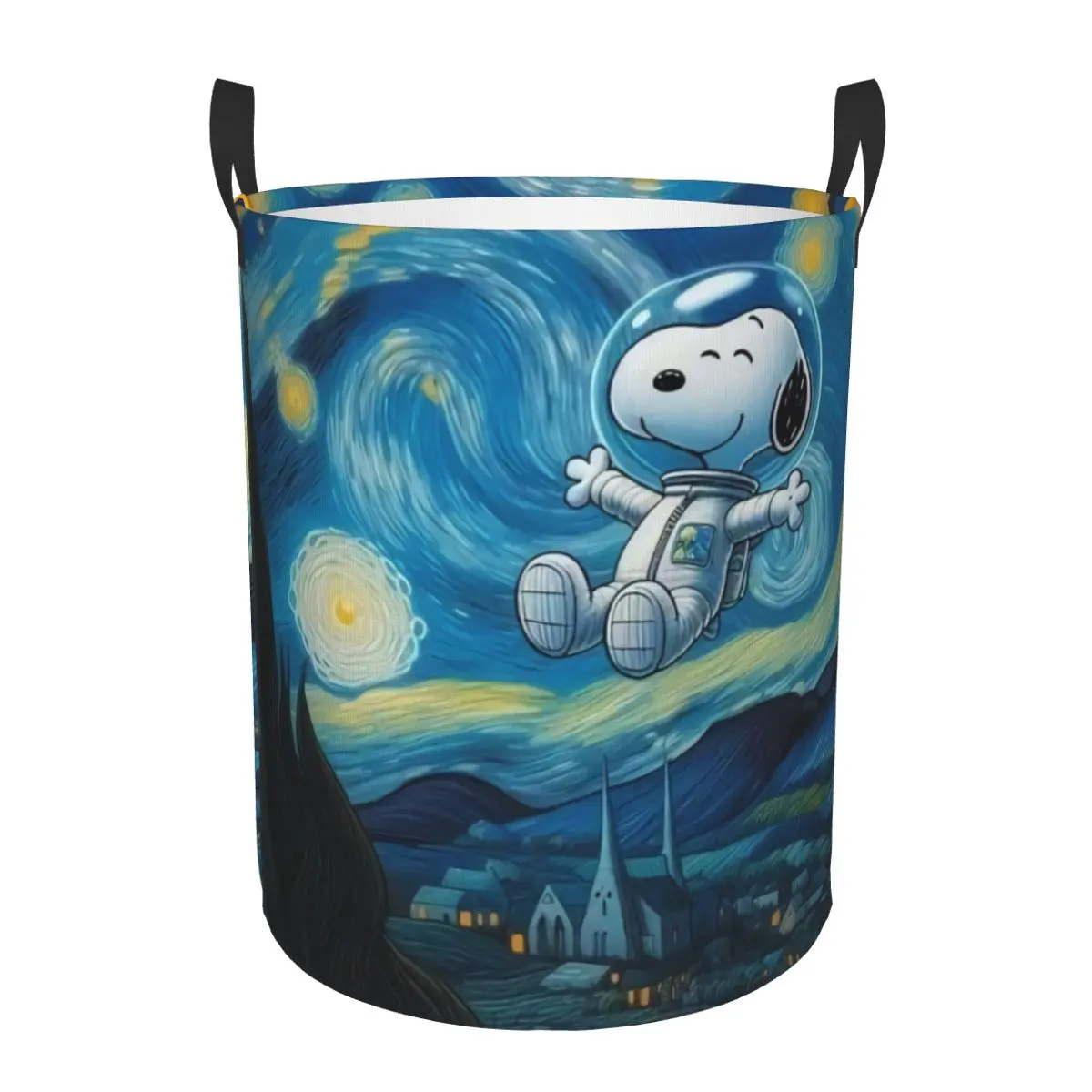 맞춤형 S-스누피 별이 빛나는 밤 세탁 바구니, 접이식 옷 망치, 아기 어린이 장난감 보관 가방