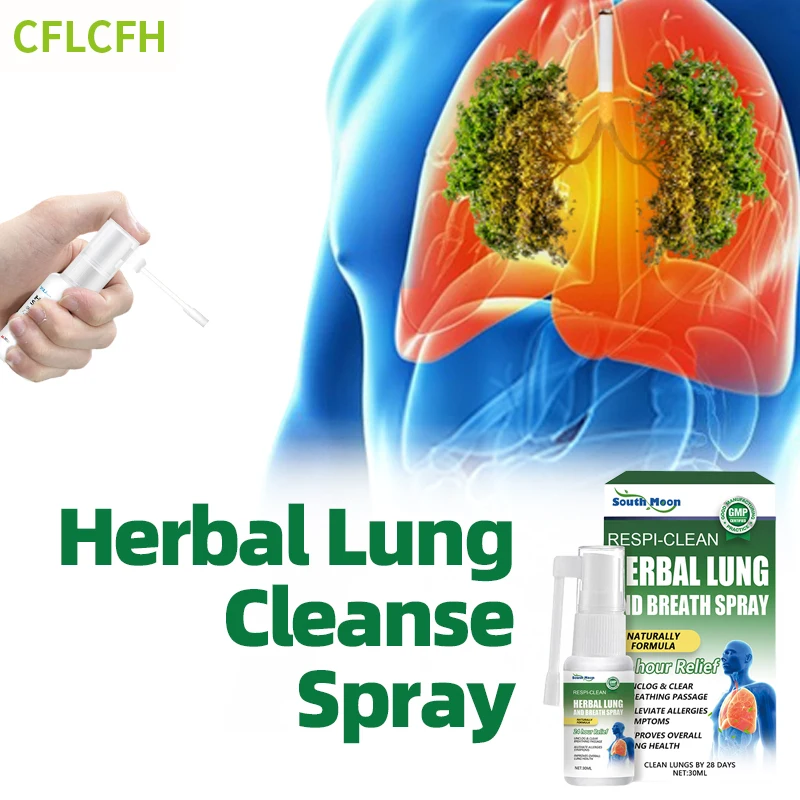 

30ml Lung Cleanse Spray Respiratory System Support Lungs Breath Detox Herbal Mist Cleaner Lung Cleaning Health Care