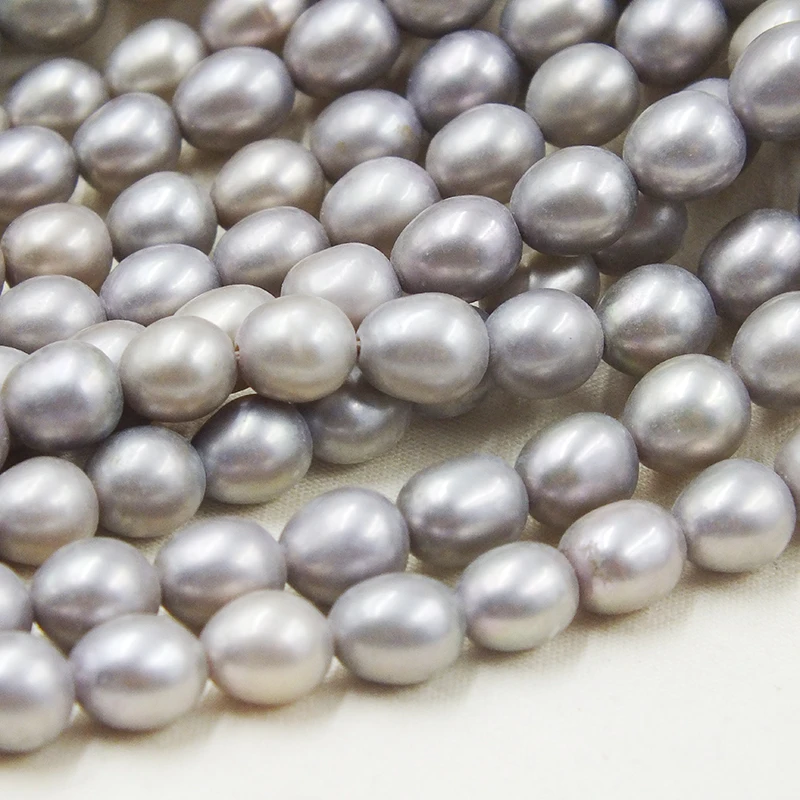 

5 shares 7-8mm AAA+ gray freshwater pearl pearl beads loose pearl beads 15"