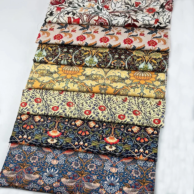 William Morris Textiles Vintage Flower Patterns 100% Cotton Fabric for Sewing Clothes Handbags DIY Handmade by Half Meter