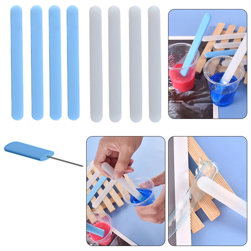 5PCS Reusable Blue Silicone Stirring Rod Handmade Ornaments Handicrafts DIY Tools For Resin Crafts Making 16.1cmx1.7cm