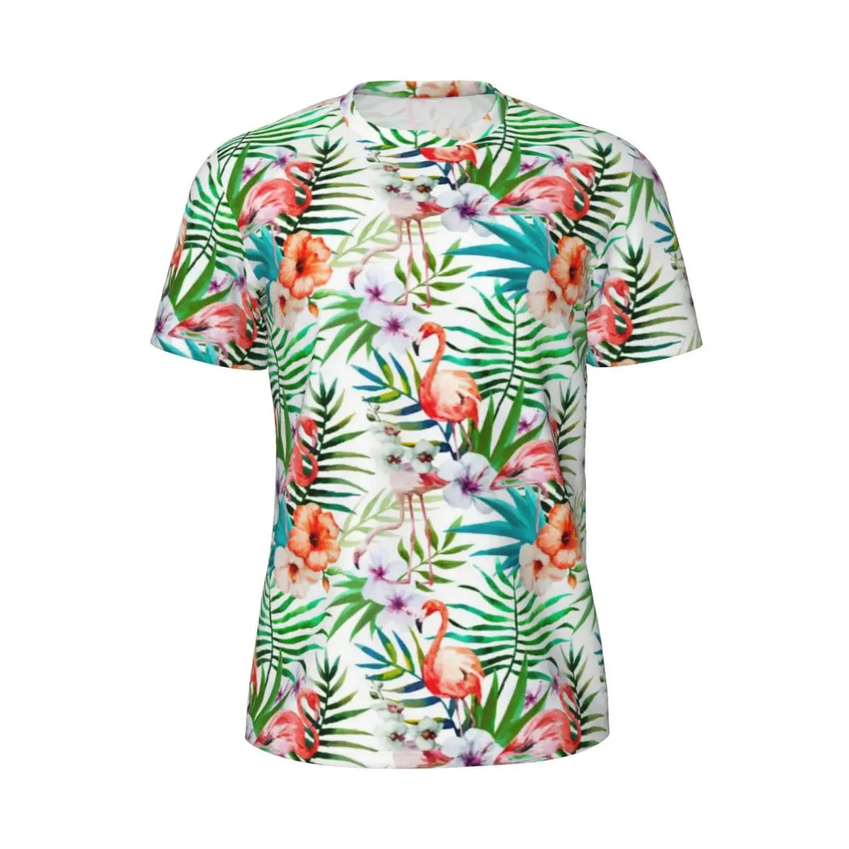 

Sportswear T-Shirt For Male Tropical Pink Flamingo T-Shirts Harajuku Botanical Flower Summer Tees O Neck Vintage Design Clothing