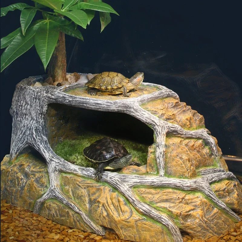 Turtle Fish Tank Aquascaping Plant Aquarium Decorative Stone Island Pet Products Ornaments Plante Aquarium Aquarium Items