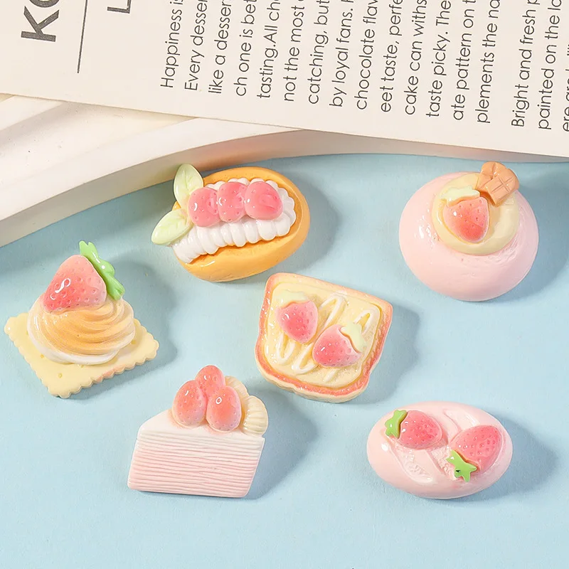 

Креативный клубничный торт, набор для украшения своими руками, очаровательные аксессуары из смолы для кремового геля, художественный чехол для телефона, украшение для ногтей