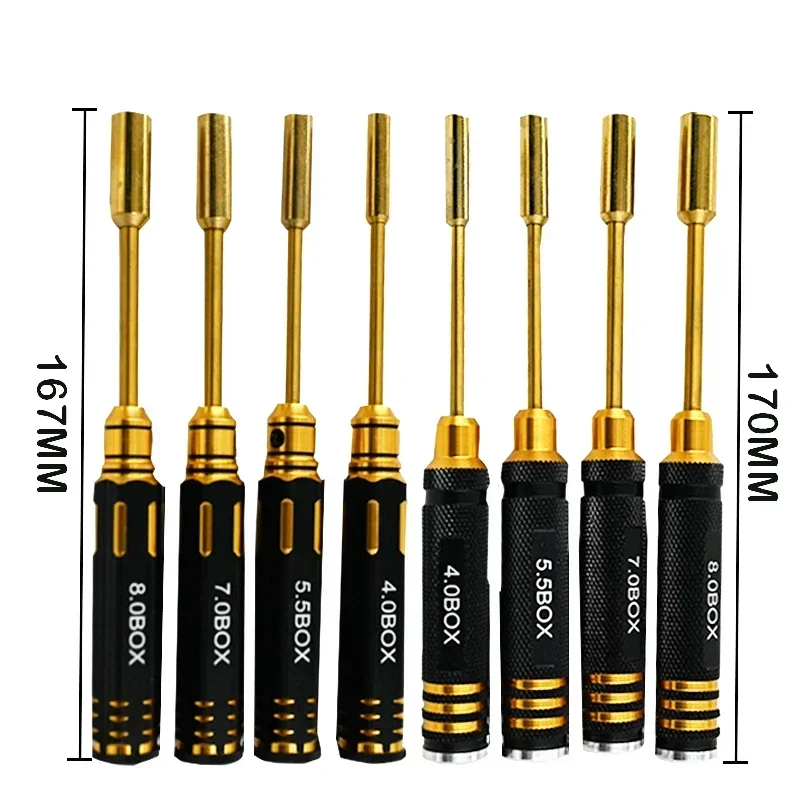 4pcs/set RC Tools hex Screw Driver Set titanium plating hardened 4.0 5.5 7.0 8.0mm Screwdriver For Rc Helicopter Toys (1 set))