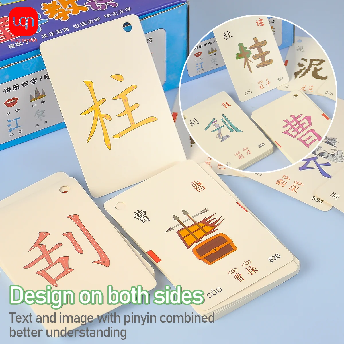 WQN 1/4pcs Picture Literacy Early Education Enlightenment Chinese Character Fun Literacy Card