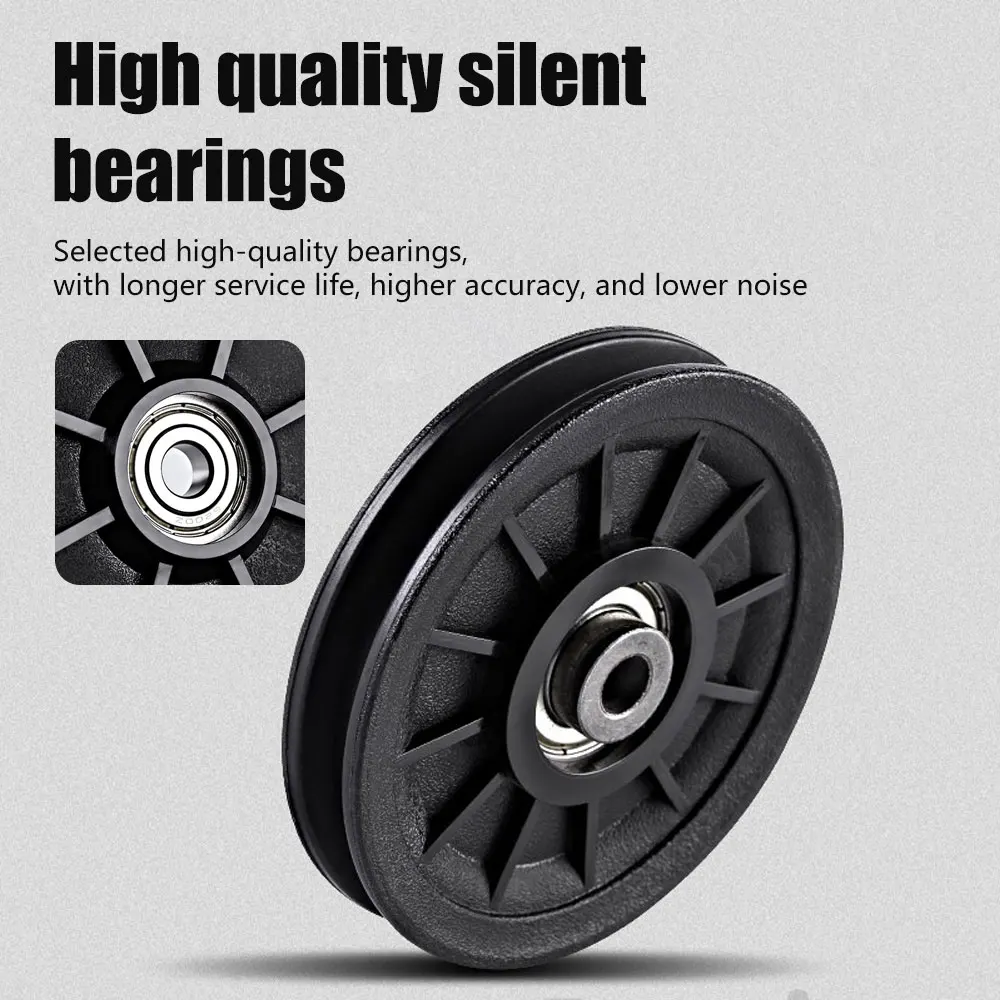 50-160mm Gym Bearing Pulley Wearproof Nylon Bearing Pulley Wheel Cable Universal Fitness Gum Bearing Pulley Fitness Equipment