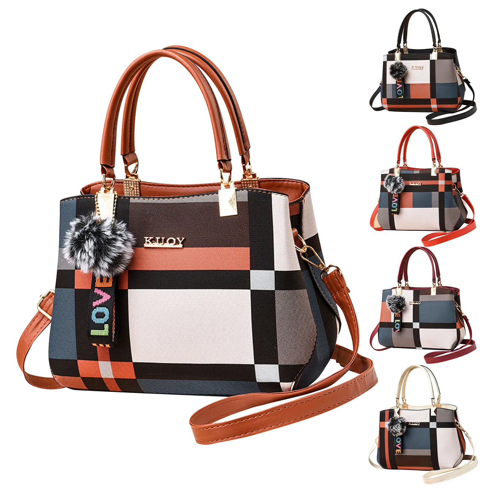 Elegant Designer Handbags Women Bags Messenger PU Leather Crossbody Bags Hairball tassen Girls Shoulder Bag Top-hand Tote Bag image 5