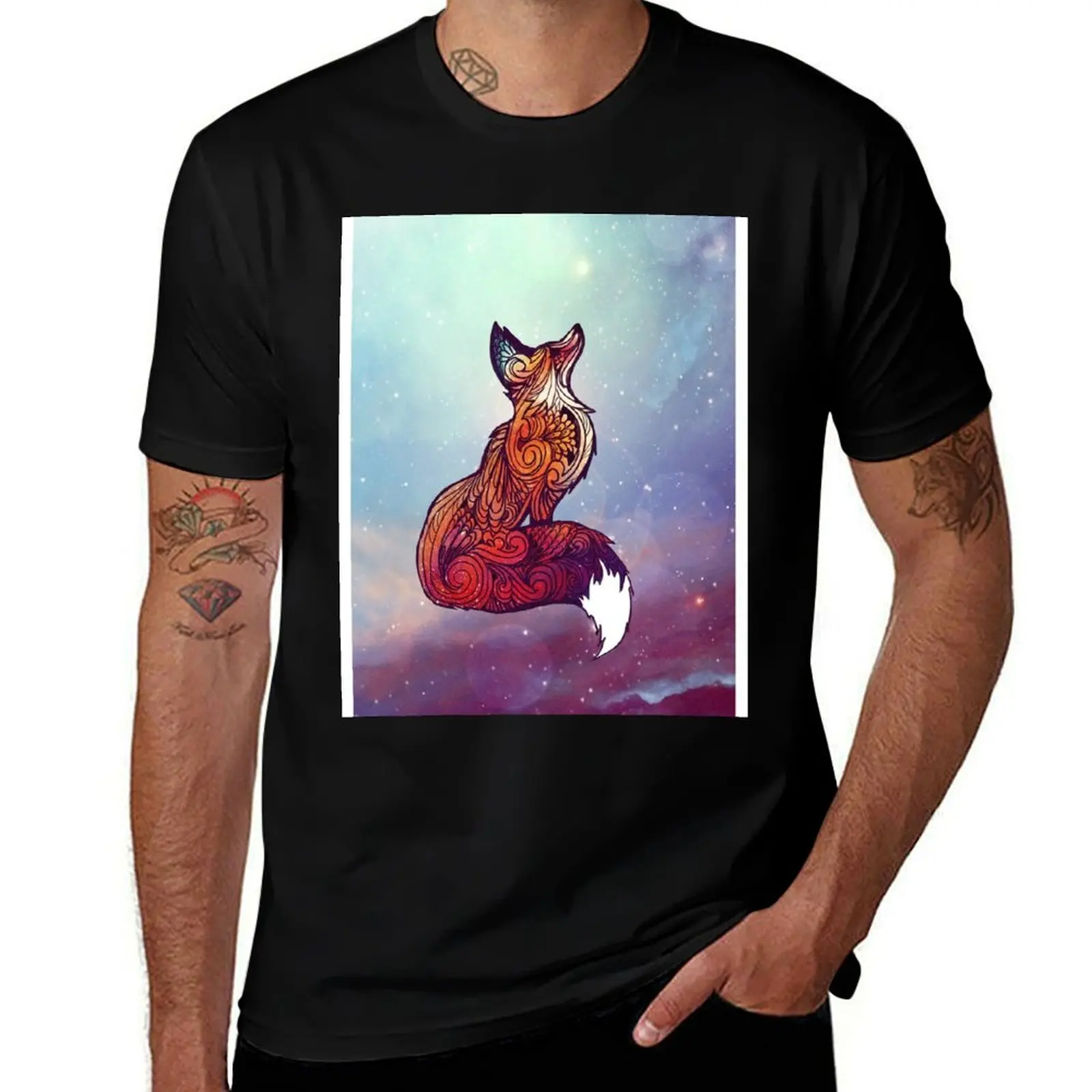 

Space Fox T-Shirt anime stuff new edition Men's t shirts
