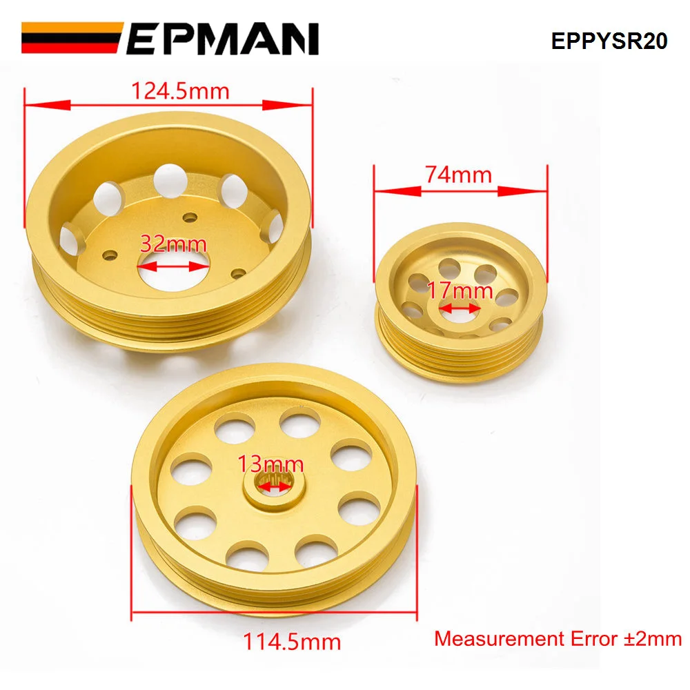 EPMAN Underdrive Crank Pulley JDM Tune For Nissan S15 S14 SR20 Engine Motor Bay Gold EPPYSR20