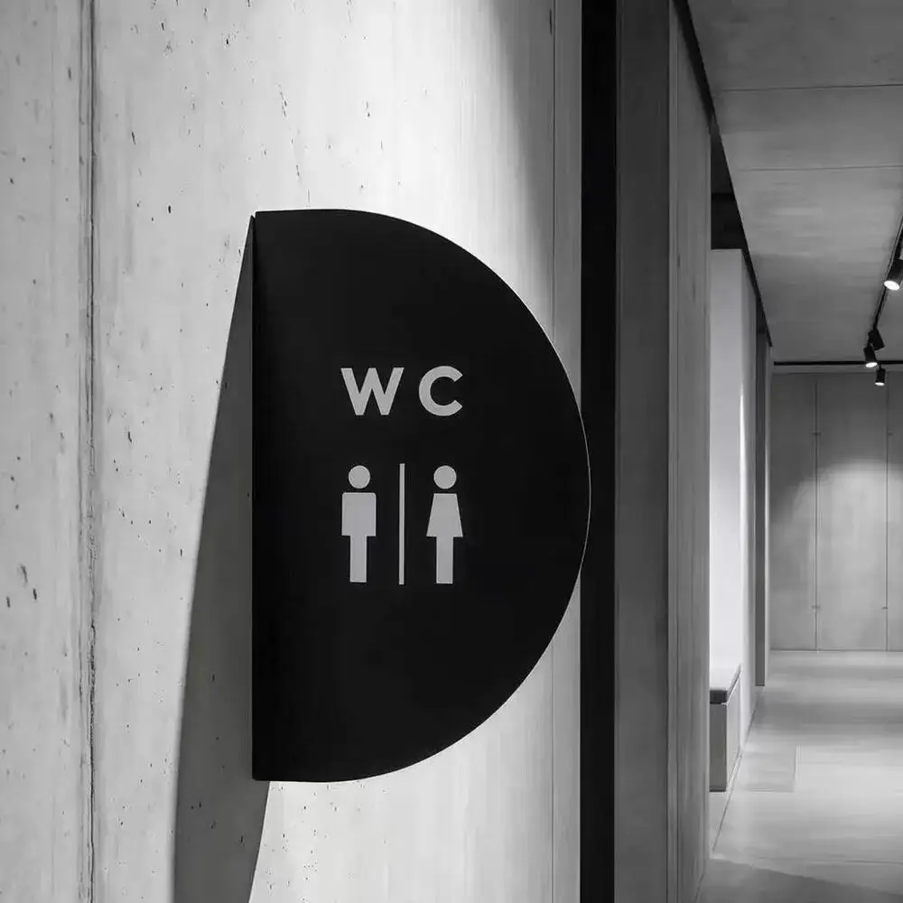 1 Stück 30x20cm Doppelseitiges WC-Schild aus Metall mit Seitenmontage, Lackierte WC-Anzeigeplakette – Detail 4