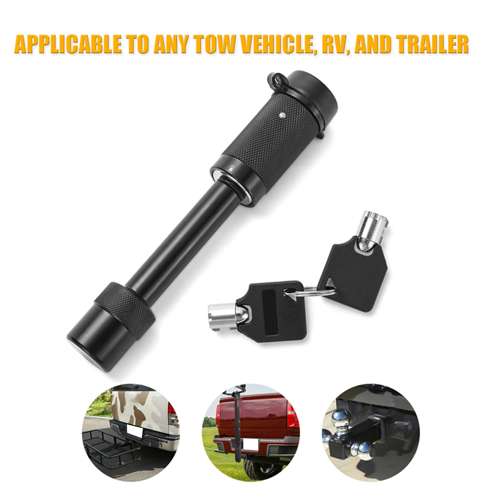 

5/8in Trailer Hitch Pin Lock Aluminum Alloy Plum Blossom with 2 Keys for RVs Black Trailer Locking Trailer Lock