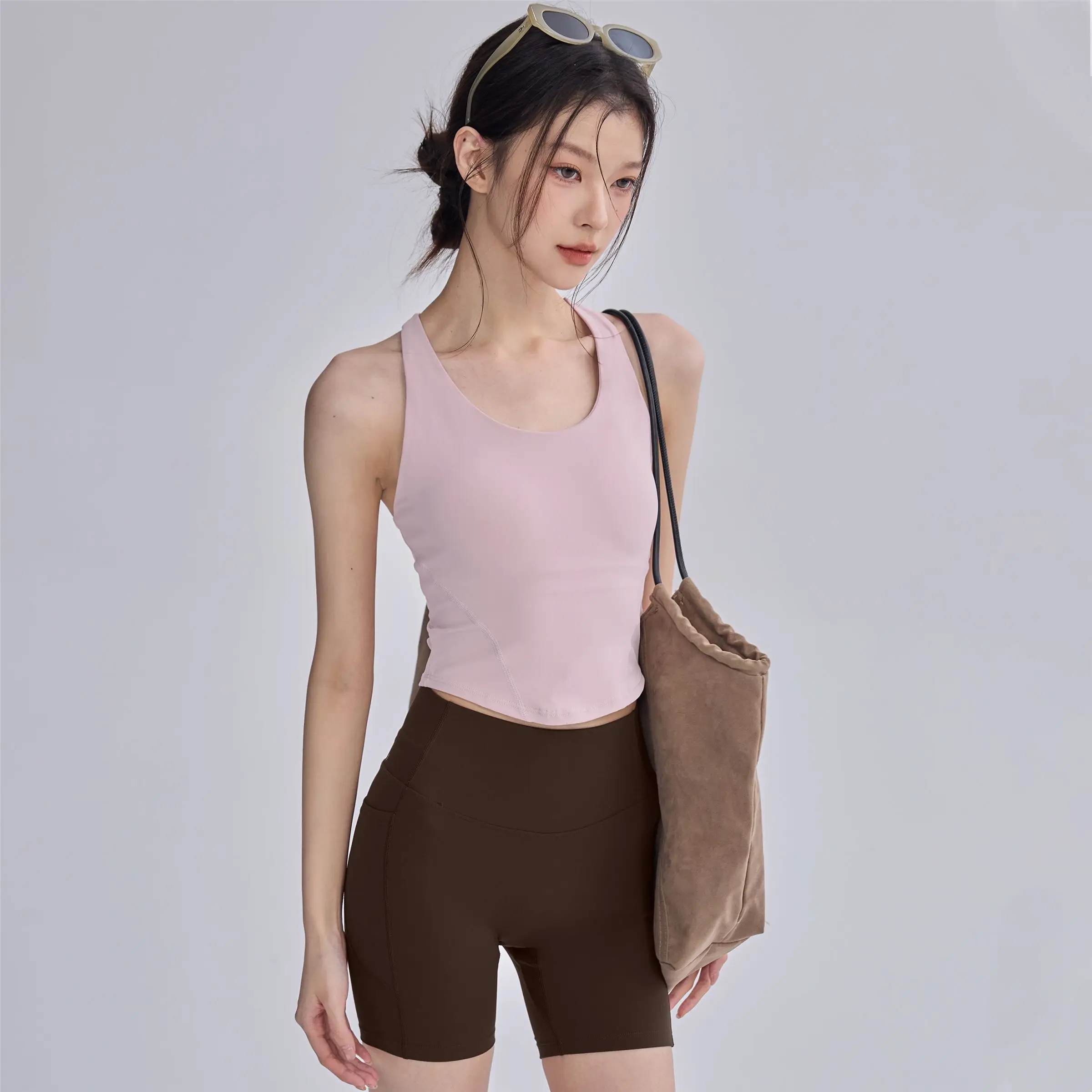 Women's Yoga Sports Bra Tank Top with Chest Pad Running Fitness Pilates Training Slimming Back  Summer Sportswear
