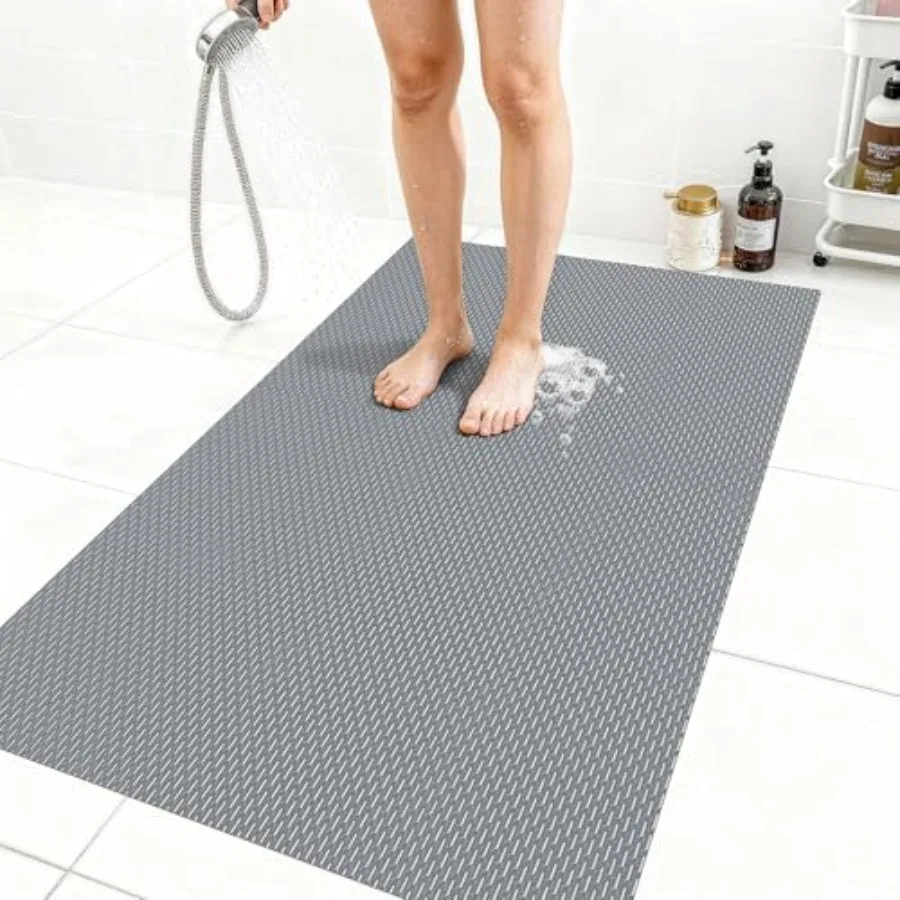 

Extra Large Non-Slip Shower Mat Fast-Dry PVC Bath Stall and Tub Mat Drain-Hole Design for Shower Stall Tub for Elderly/ Non Sli