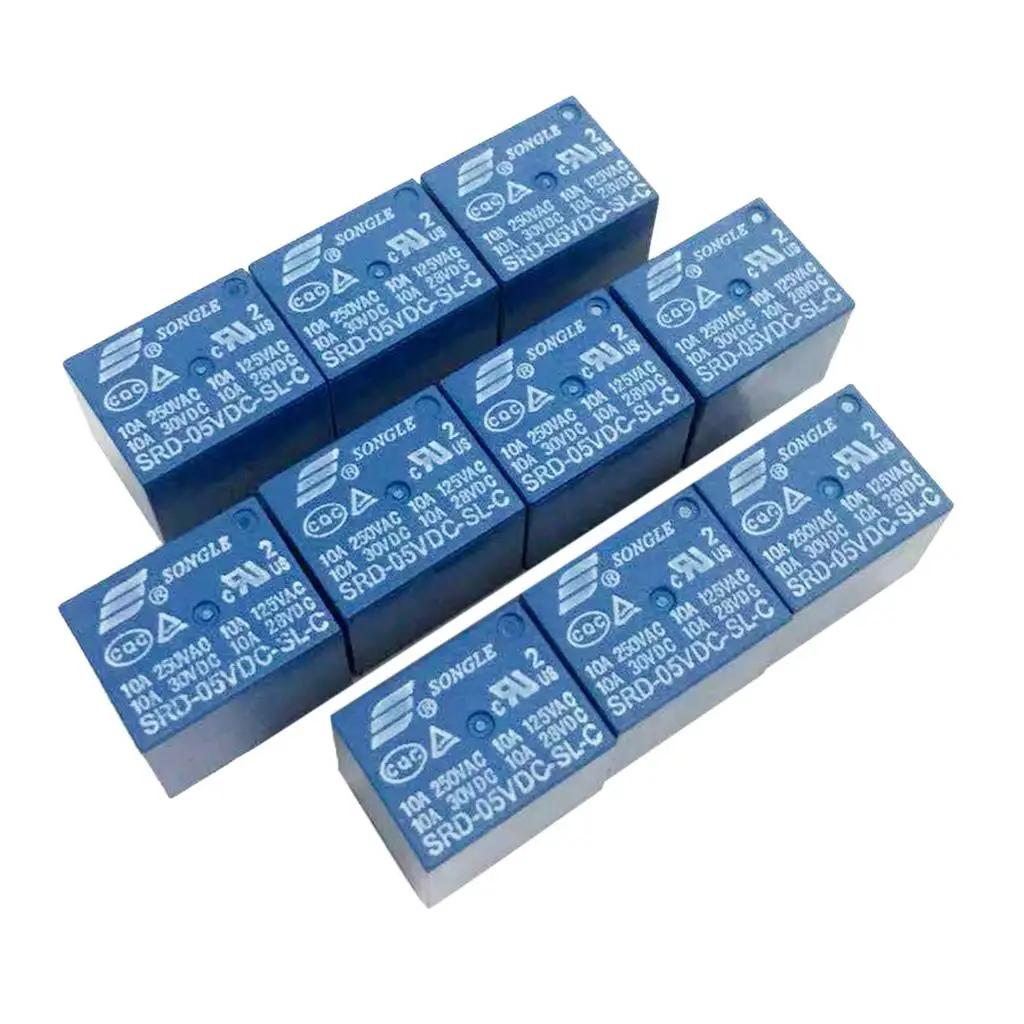 10pcs/set 5V DC Household Appliance 5 Pin PCB Relay SRD-05VDC-SL-C