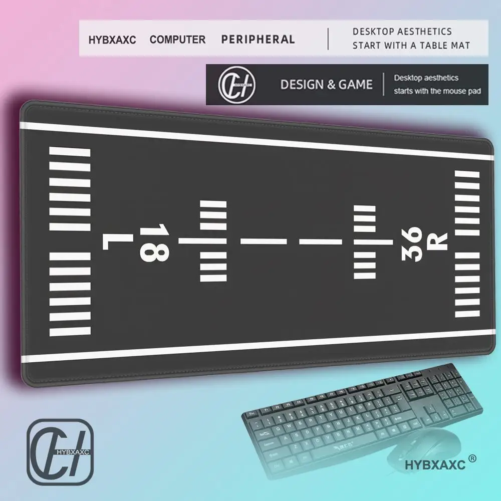 HYBXAXC Airport Runway Desk Mat Mouse Pad Parking Apron Aviation Model Cushion Slide Large Gaming Deskmat Rubber Mousepad