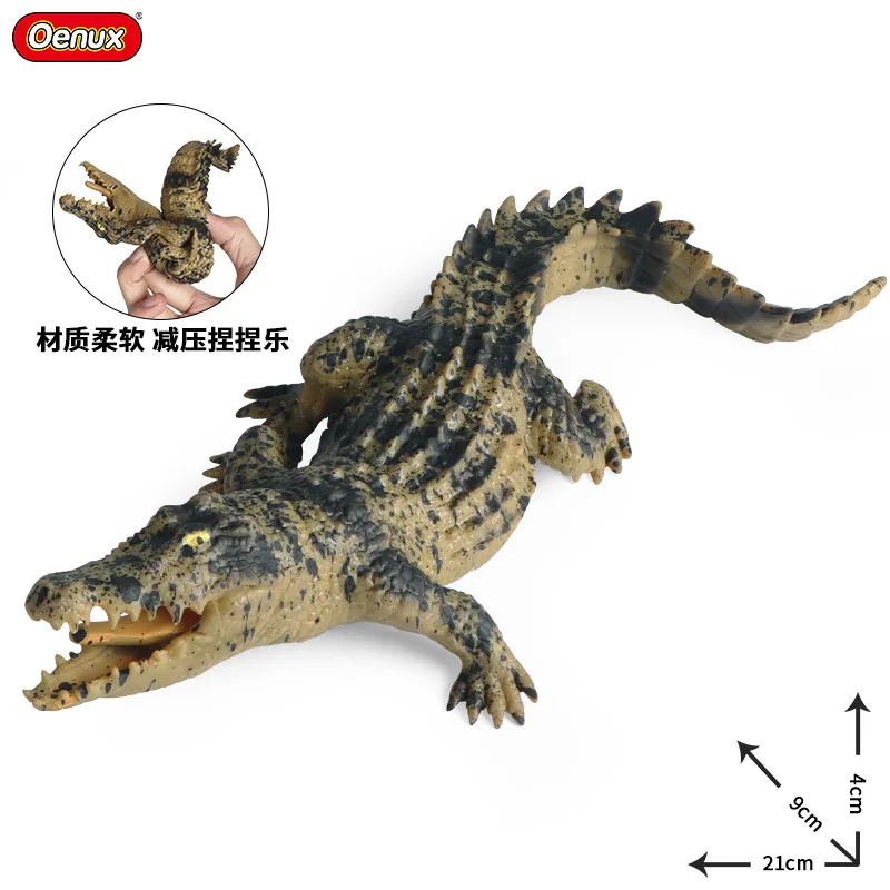 Children\'s cognitive simulation animal model static kneading music decompression vent toy soft rubber crawling crocodile