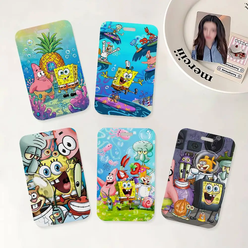 Anime S-SpongeBob S-SquarePants ID Badge Holder With Lanyard Neck Strap For Office School Name Card Credentials Case
