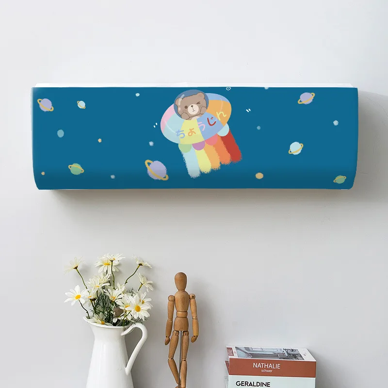 Space Ship Bear Planet Print Dust Covers Air Conditioner Cover Indoor Bedroom Home Wall Mounted Air Conditioning Protective Case