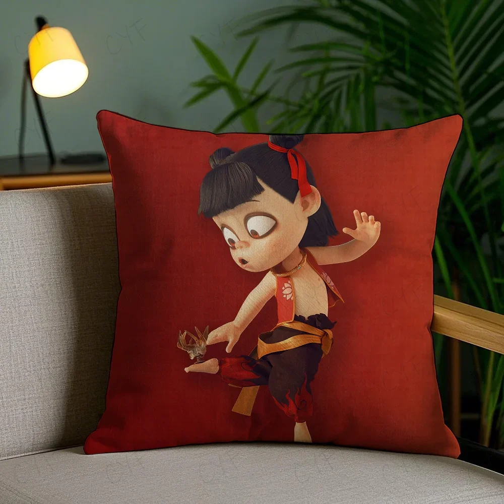 

Chinese Movie Nezha Na Zha Pillow Case Pillowcase Anti-Dustmite Pillow Invisible Zipper Silky Short Plush Sofa Cushion Cover