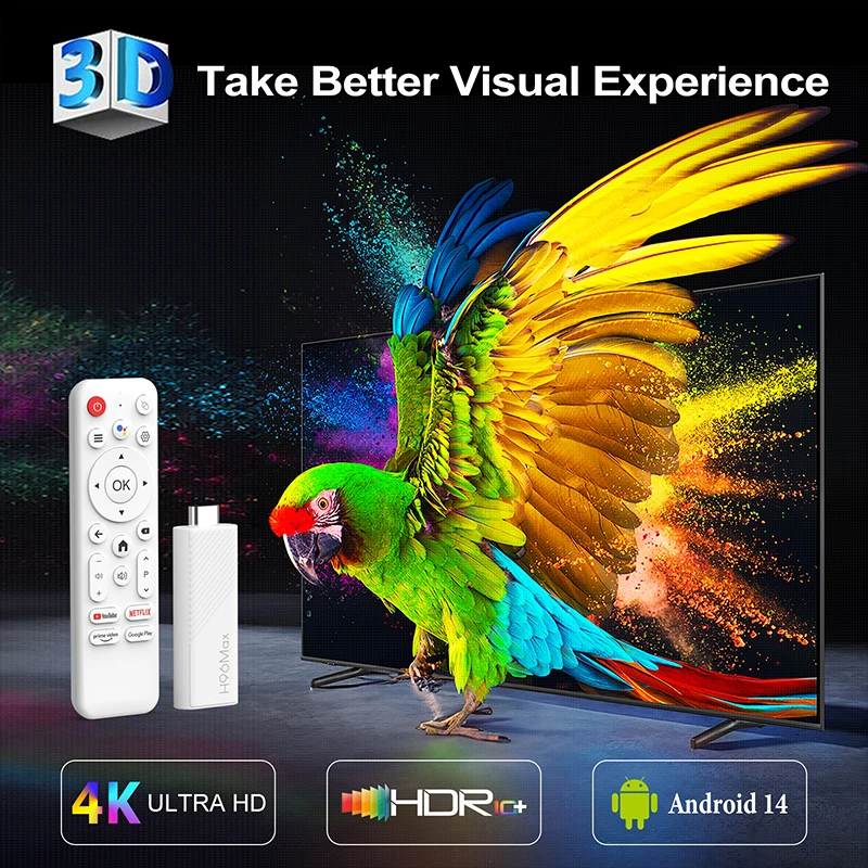TV Stick H96 MAX H313 Wifi6 Android 14 BT5.0 Quad Core 4K Reproductor multimedia para el hogar Asistente de voz Smart Android TV Stick 2GB 16GB 8GB 3