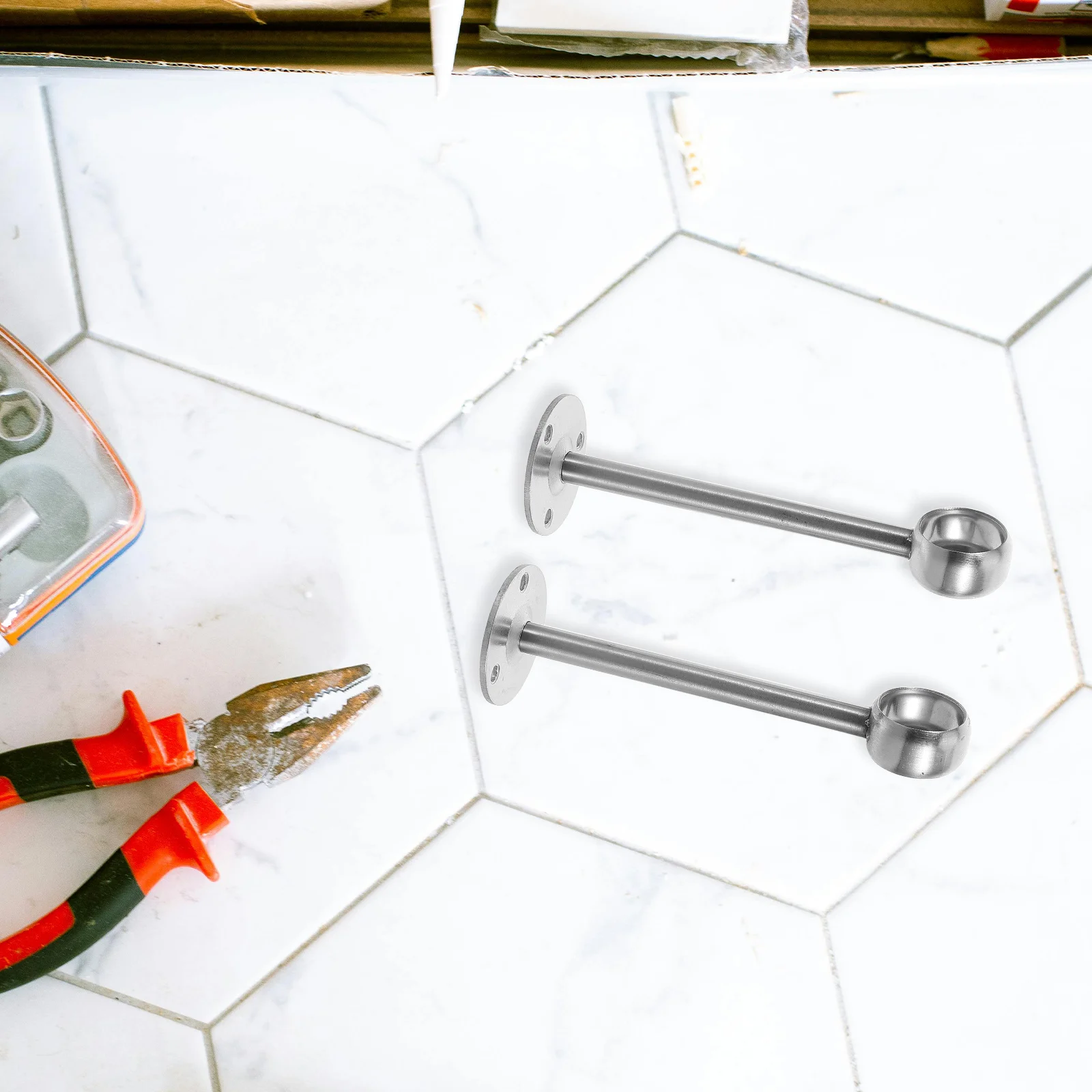 

2Pcs Curtain Pole Brackets Stainless Steel Thickened Heavy Duty Round Head for Easy Installation Window Treatment Rod Holder