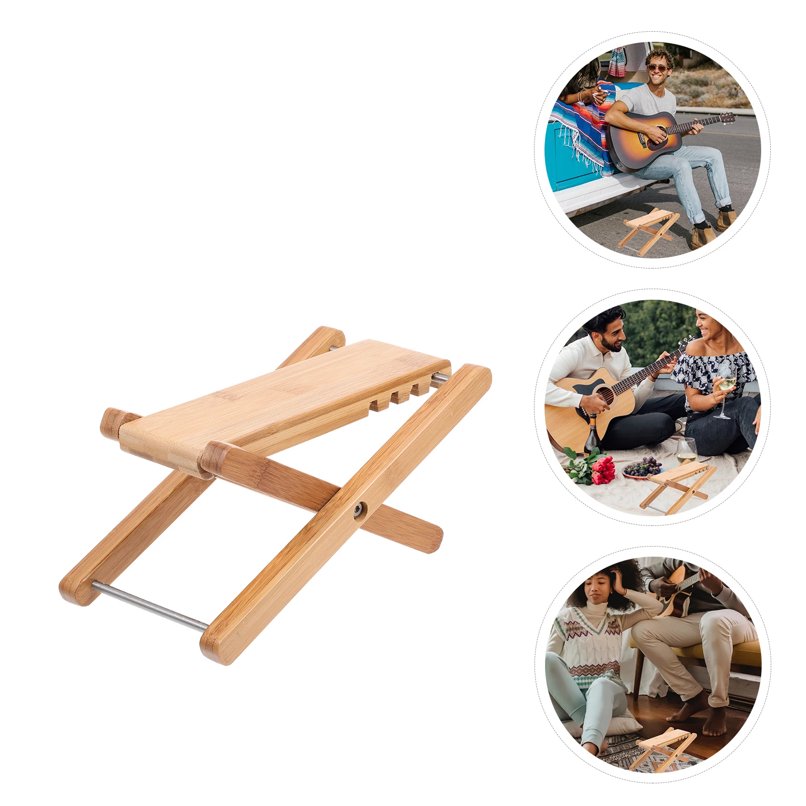 

Adjustable 6 Gears Guitar Footboard Premium Bamboo Material Stable Structure Foldable Foot Support For Guitar Practice