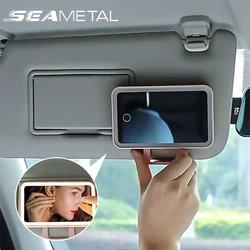 SEAMETAL Led Makeup Mirror on Car Sun Visor Rechargeable Vanity Mirror Adjustable Brightness Vanity Mirror 360-Degree Rotation