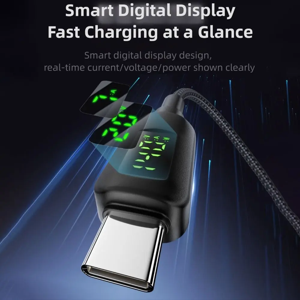 Digital Display DC to Type-C Converter USB-C Output PD 140W Charging Cable Adapter 21cm Intelligent Extension Connector