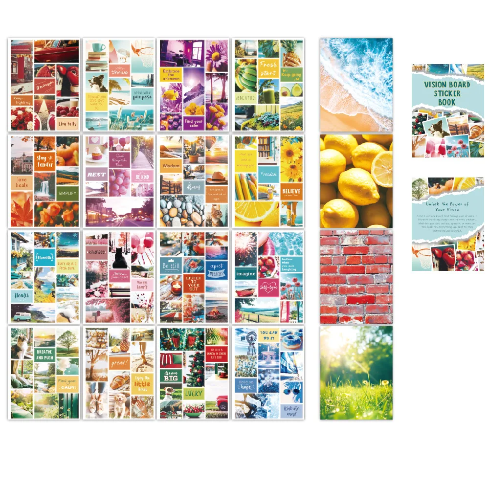 مجموعة لوحة الرؤية الفنية من Bview: ملصقات إلهام حياة الأحلام والقواطع وكتاب الأحلام لوضع الأهداف ومستلزمات لوحة الرؤية DIY