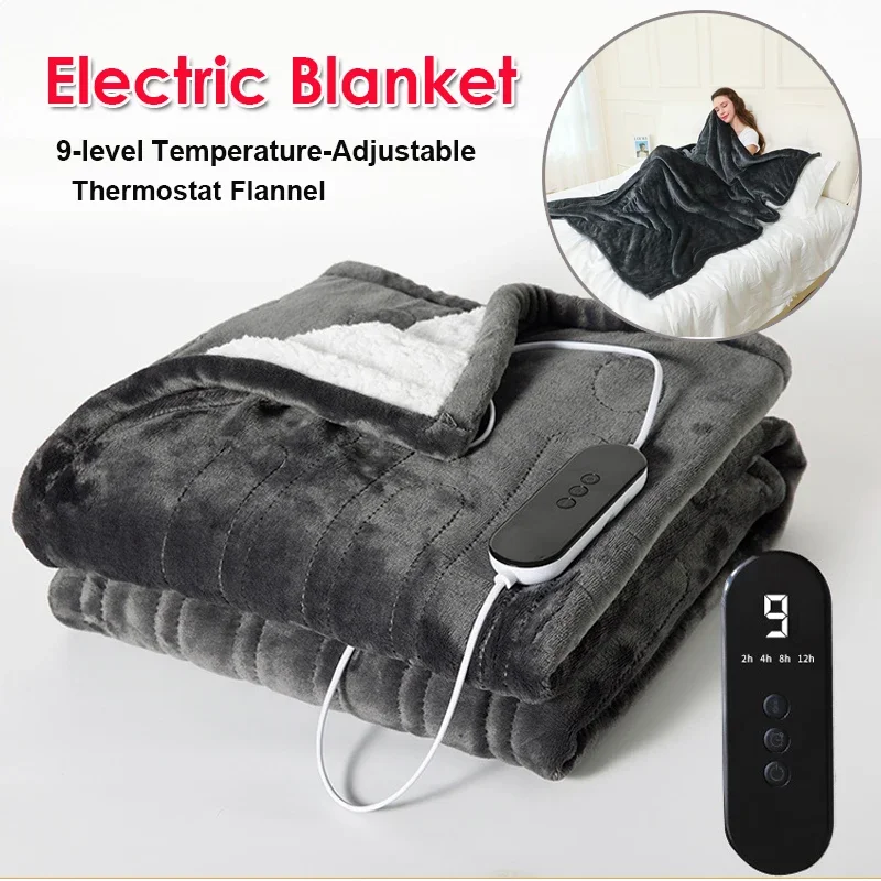 80X140cm Winter Intelligent Electric Heating Blanket Flannel Soft Warming 9-level Temperature-Adjustable Heating Bed Sheets 220V