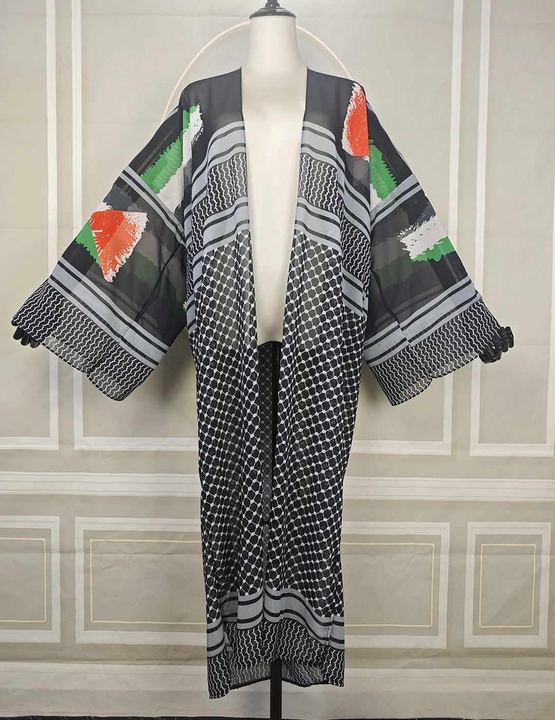 

African Women Fashion Black Open Front Long Cardigans Oversized Sexy Lady Beach Wear Loose Kimonos Turkey Muslim Robe Clothes