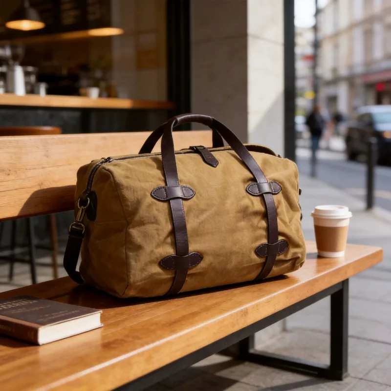 Men's Vintage Waxed Canvas Duffel Bag Waterproof Travel Shoulder Crossbody Bag Large Capacity Gym Bag