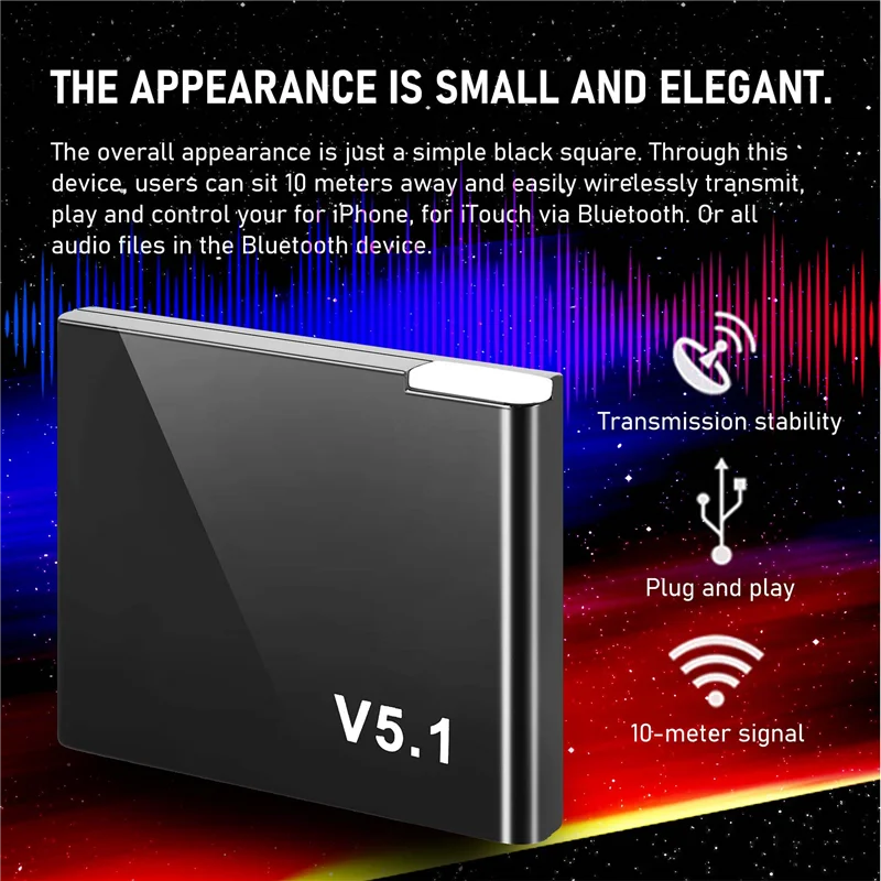 

CJSD-I-WAVE 30 Pin Bluetooth 5.1 Audio Receiver Music Mini Wireless Adapter For Iphone Ipod 30Pin Jack Analog Speaker