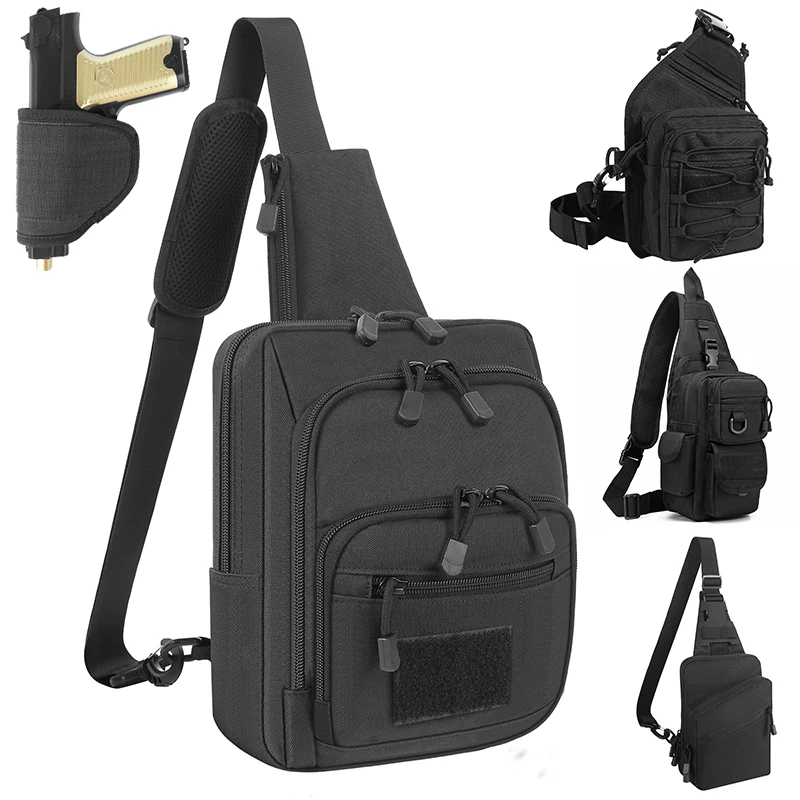 ยุทธวิธีกระเป๋าสําหรับปืนปกปิดปืนพก Holster กระเป๋า Chest Pack พร้อมกระเป๋าปืนพกการล่าสัตว์กลางแจ้งเดินป่าไหล่กระเป๋า