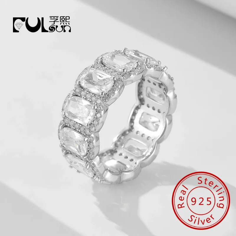 

silver ring 925 Sterling jewellery Hip Hop Ring Jewelry Zircon Full Diamond Wedding Engagement rings jewelry women