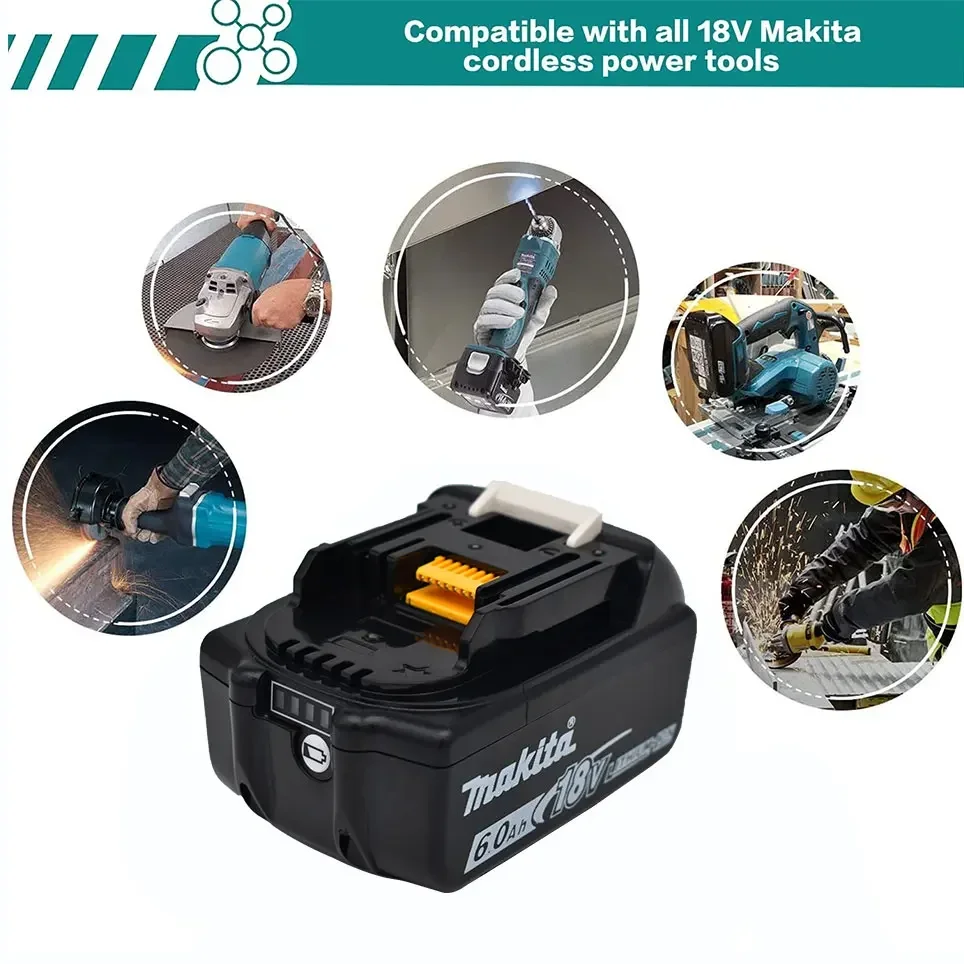 18V 6.0Ah Makita Original With LED lithium ion replacement LXT BL1860B BL1860 BL1850 Makita rechargeable power tool battery