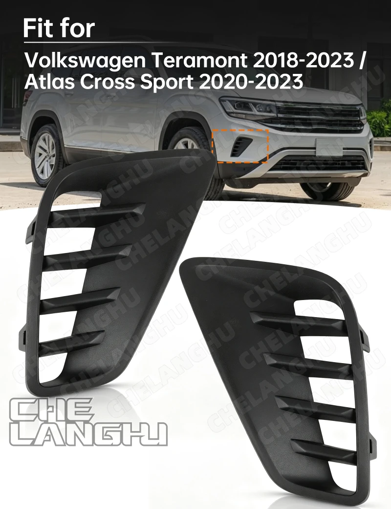 Front Bumper Fog Lamp Frame Cover For Volkswagen Atlas 2018‑2023 VW Atlas Cross Sport 2020 2021 Car Accessories Fog Light Grille