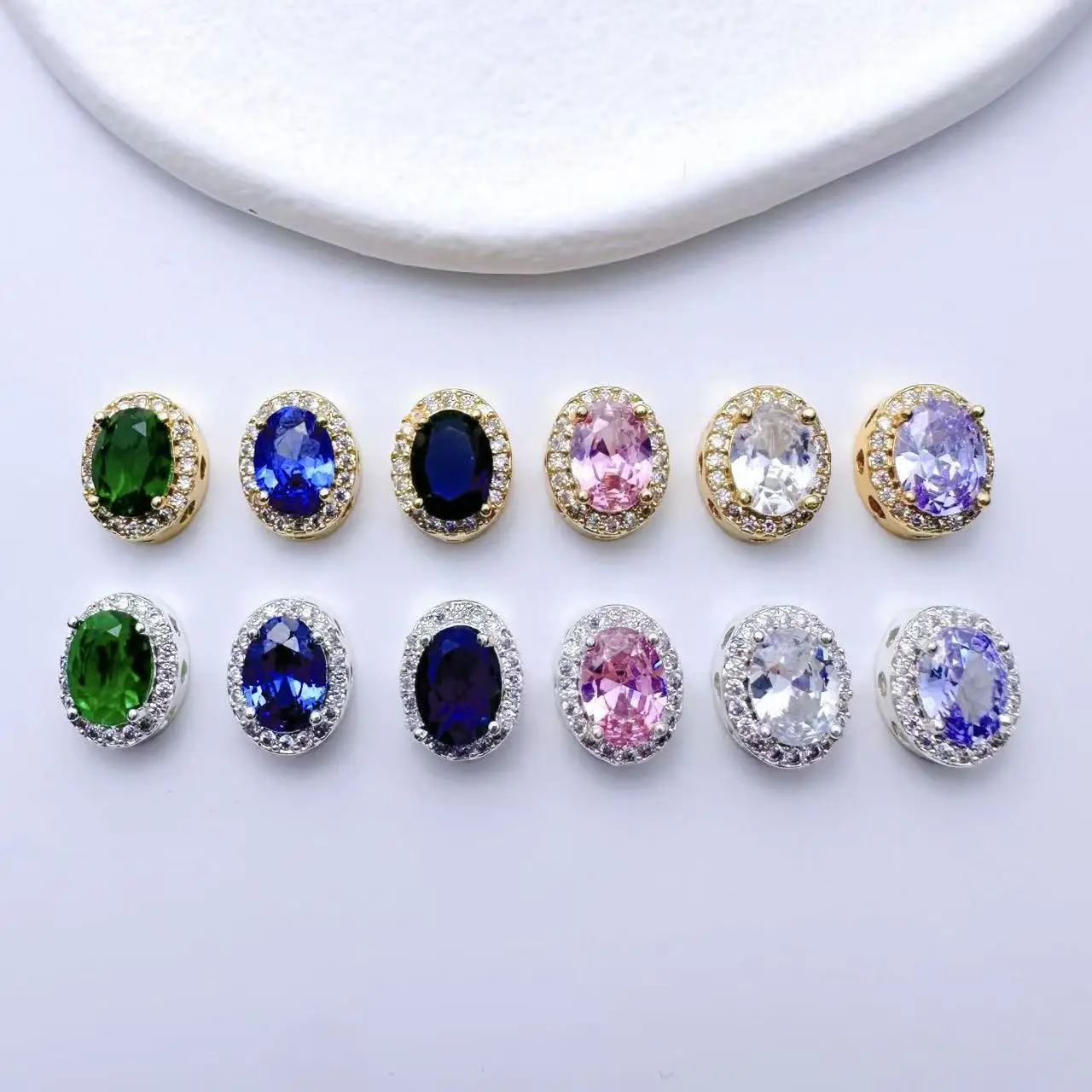 

5 шт., медное золото, инкрустированное цирконом, пористая овальная прокладка, браслет «сделай сам», ожерелье, кулон, аксессуары, ювелирный материал