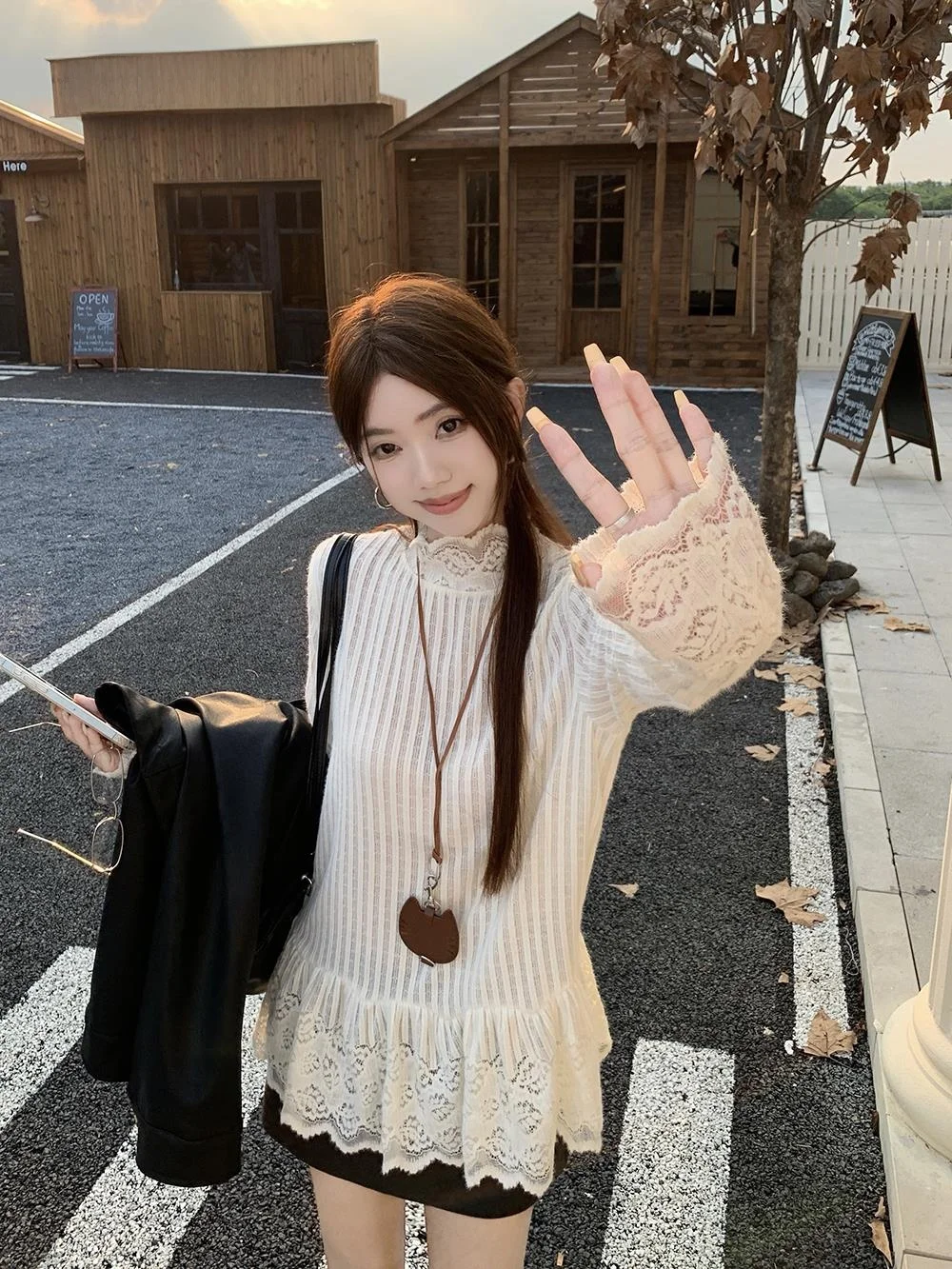 Camiseta larga con ribete de encaje blanco, diseño Sensation, Faion para mujer, ropa interior Ele para principios de otoño, Base Irt