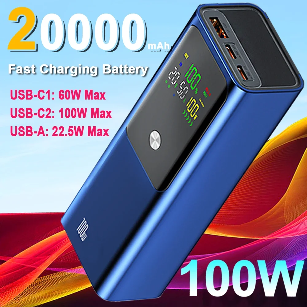 Ranwomen 20000mAh قوة البنك 100 واط لأجهزة الكمبيوتر المحمول بطارية خارجية PD100W شحن سريع المحمولة PD60W بطارية مساعدة للكمبيوتر اللوحي