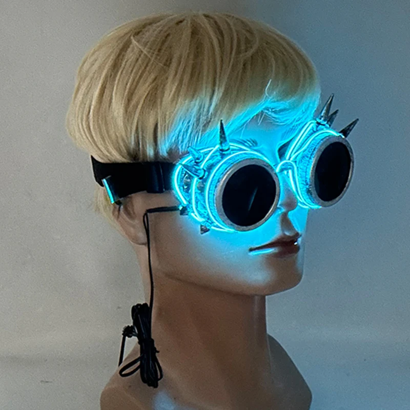 LED Neon leuchtende Brille leuchten Rave Kostüm Party Dekor DJ Club Brillen Leistung Requisiten ändern Farbe Ball Brillen – Detail 29