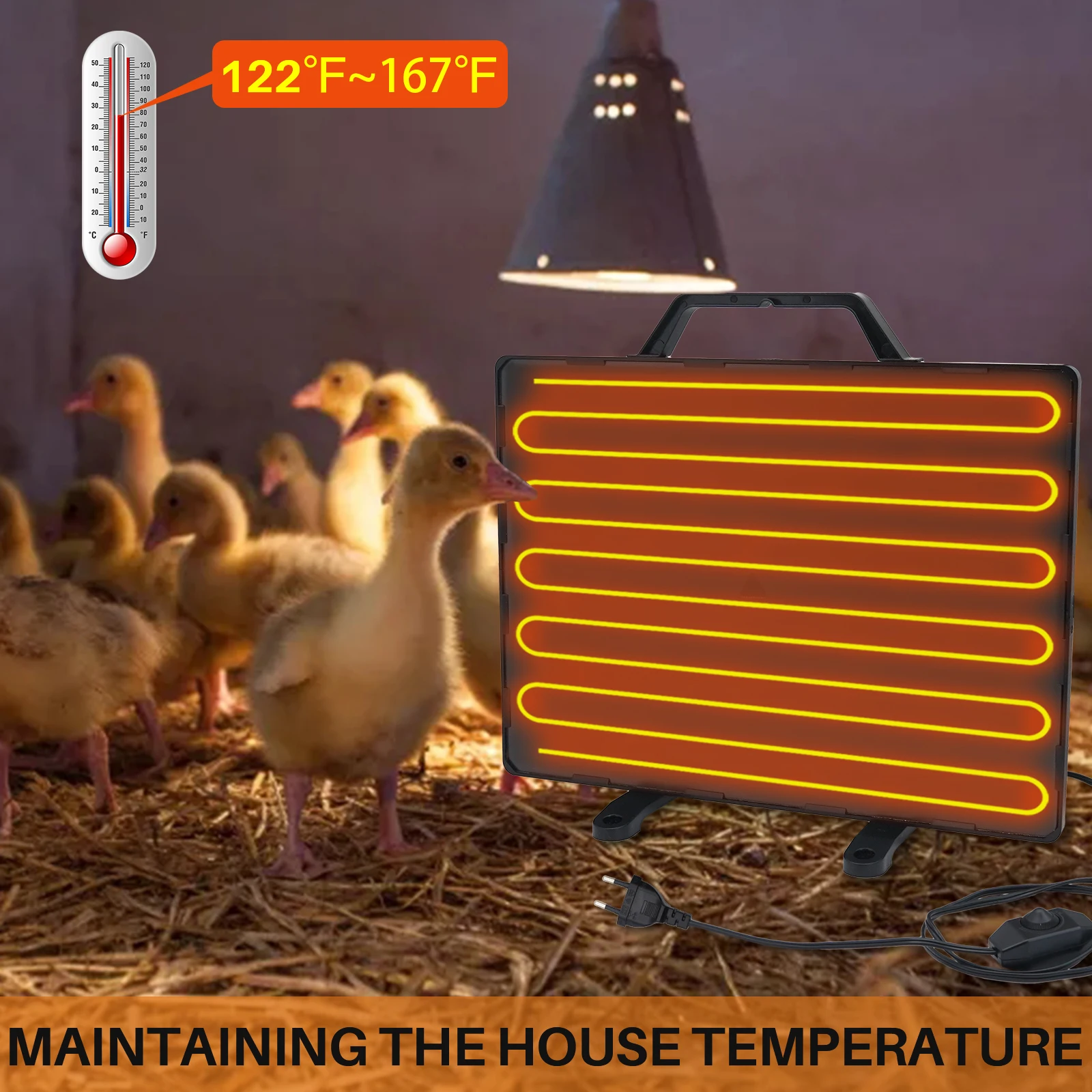 220V Chicken Coop Heater 160 Watts Radiant Heat Chicken Heater Energy Efficient Install by Stand Up for Chicks Hens Dogs Cats