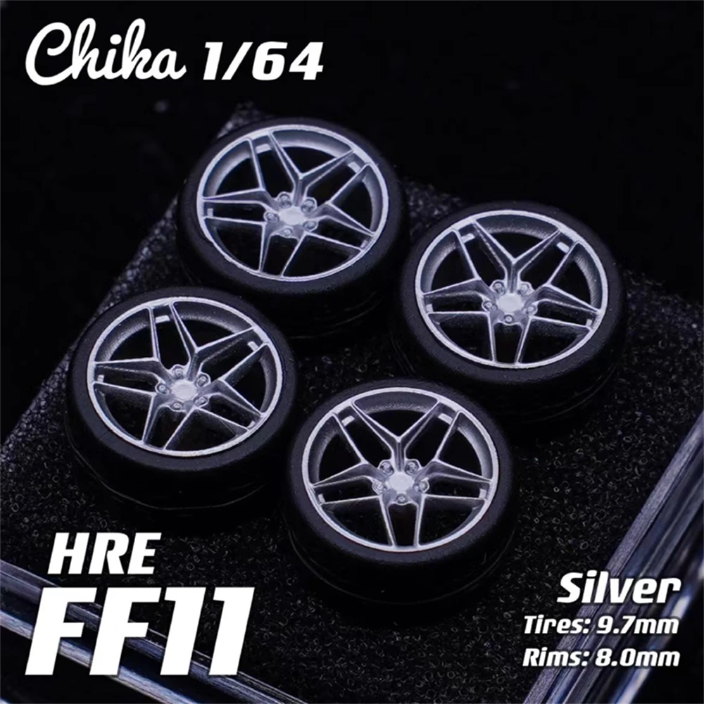 Chika 1/64 Model Car Wheels with Rubber Tires Luxurious Modified Parts JDM VIP for Hotwheels Tomica MiniGT D:10.5mm/9.7mm