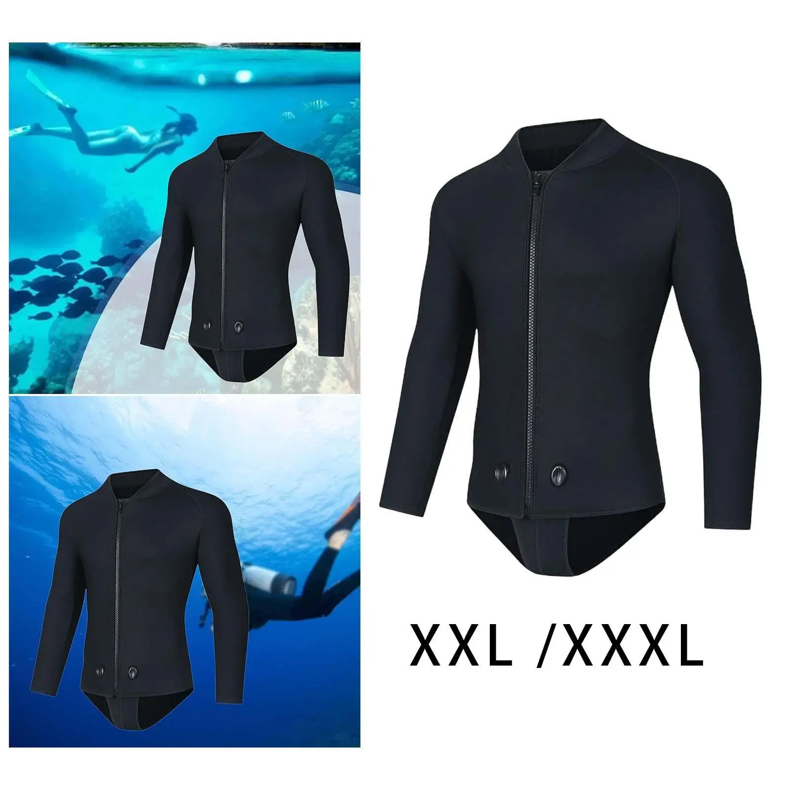 Men Wetsuit Top Keep Warm Quick Dry Jacket for Kayaking Surfing Watersports