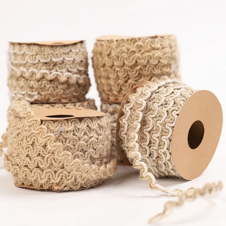 5mmx5M Vintage Jute Burlap Hessian Ribbon DIY Gift Box Packaging Lace Christmas Wedding Party Photography Wall Decor Webbing