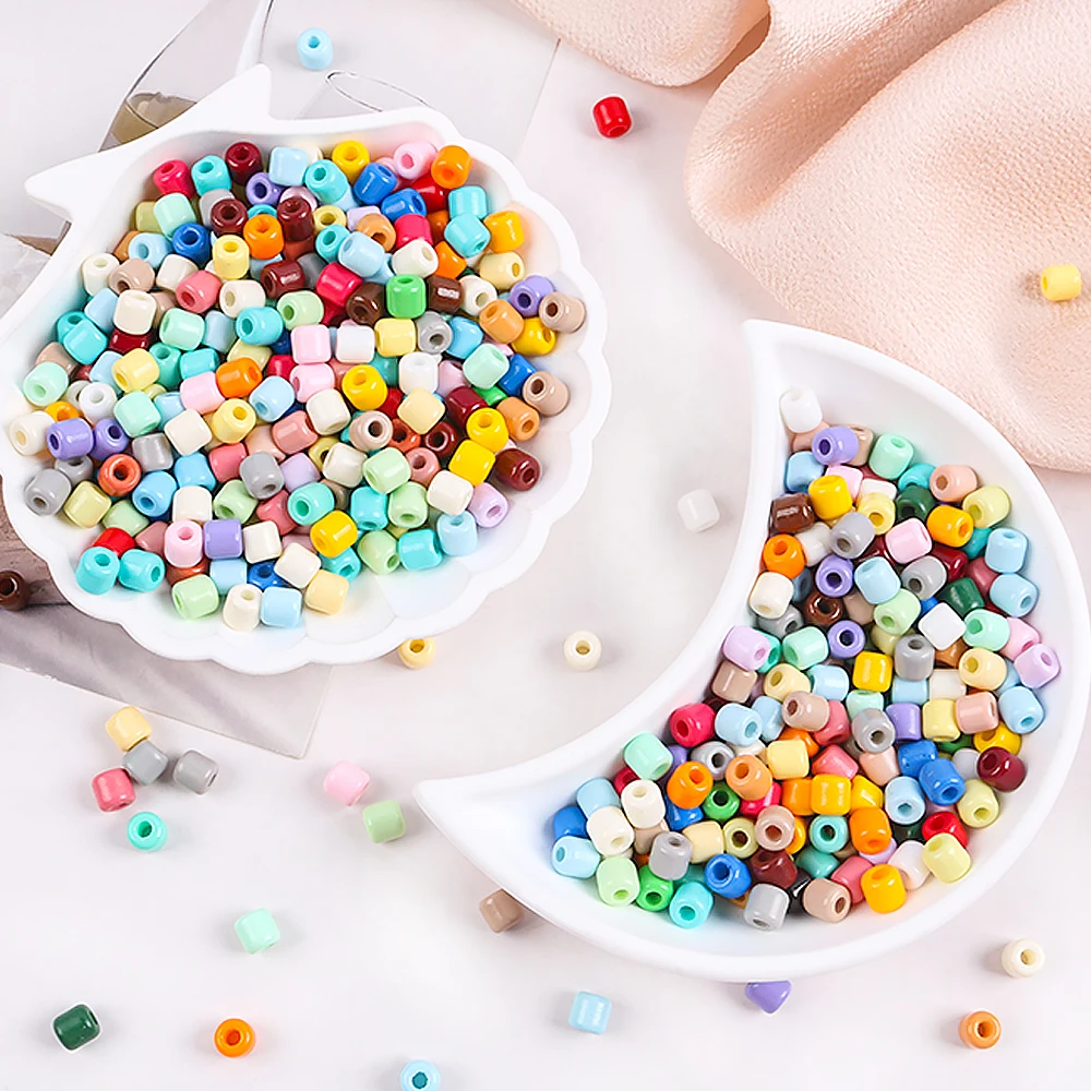 50pcs/Lot 6x6mm Cylinder Glass Seed Beads  Spacer Bead For DIY Earrings Bracelet Necklace Jewelry Making Accessories Supplies