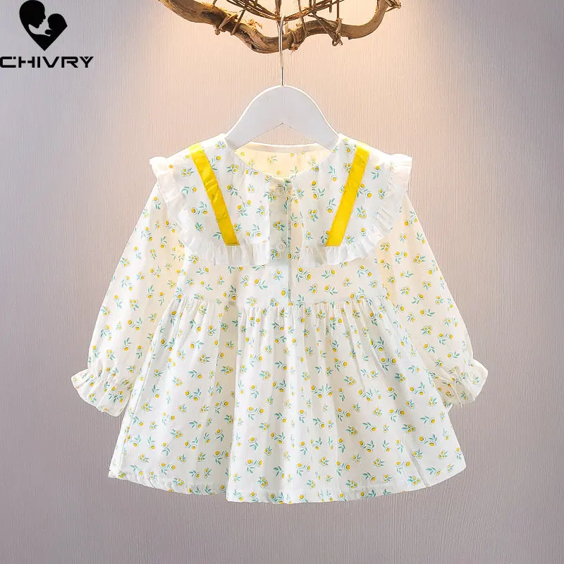 

Girls Fashion Dress New 2023 Spring Summer Baby Girl Sweet Floral Ruffles Long Sleeve Princess Dresses Kids Casual Clothes