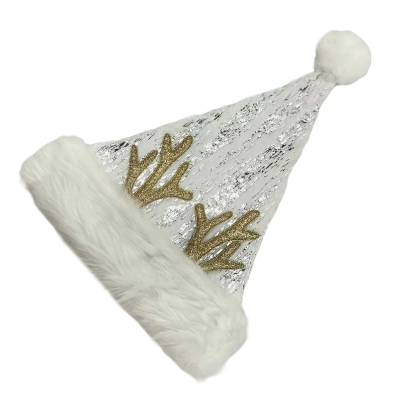 Theme Event Deer Horn Horn Santa Hat Christmas Hat with Hot Stamping All Age Festival Santa Caps for Family Gatherings