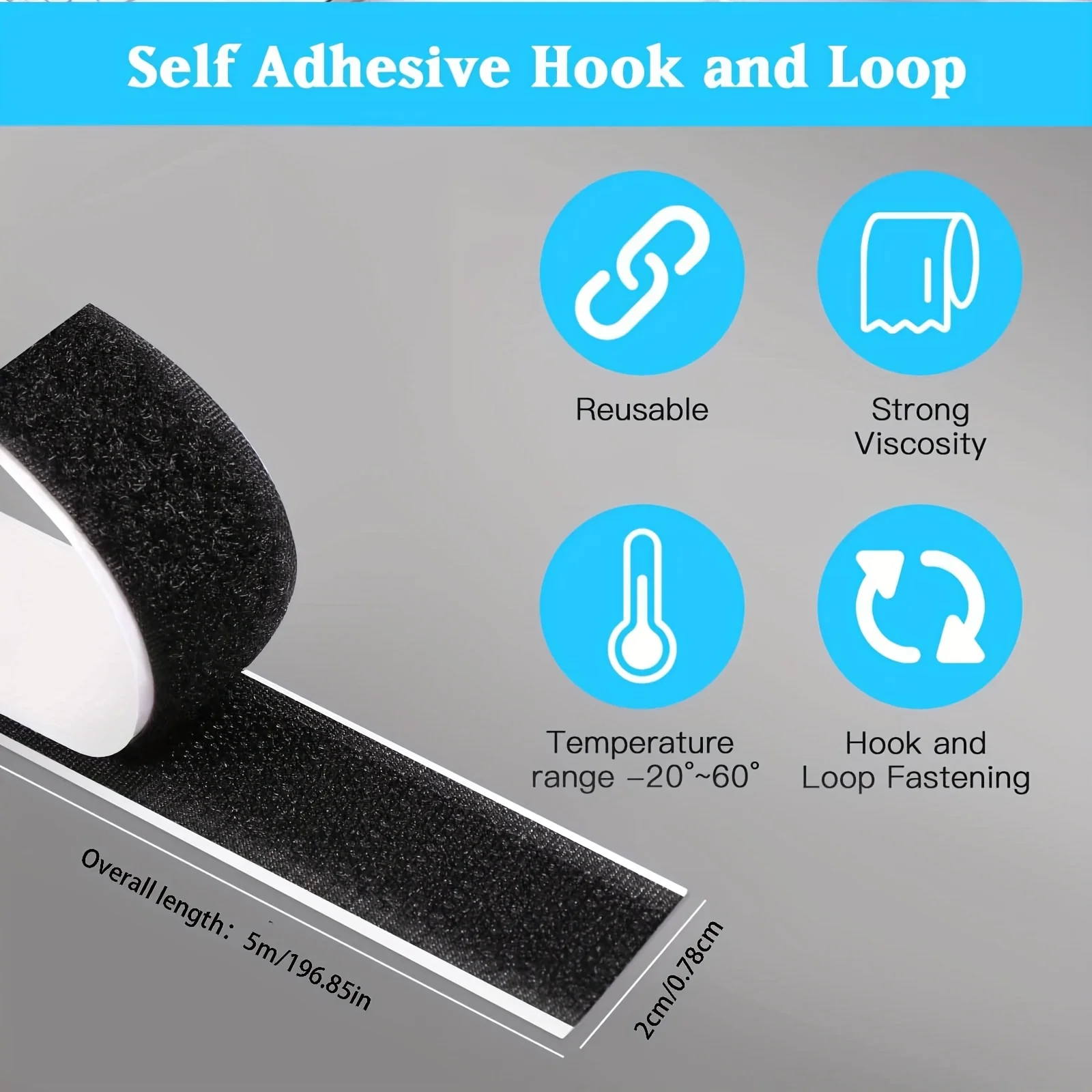 Self-Adhesive Hook and Loop, Fabric Double-Sided Tape with Tear-Apart Strong Adhesive Suitable for Fabrics, Mosquito Nets